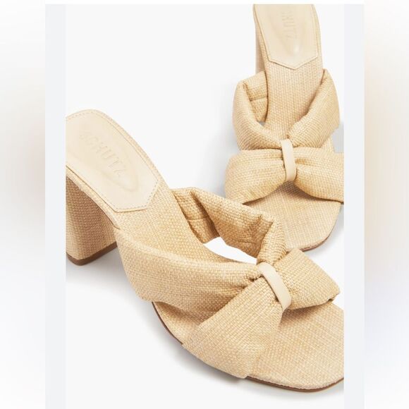 SCHUTZ Beige Bow Block Heel Sandals - Picture 1 of 7
